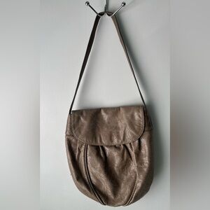 HOBO International Embroidered Khaki Leather Hobo Shoulder Bag